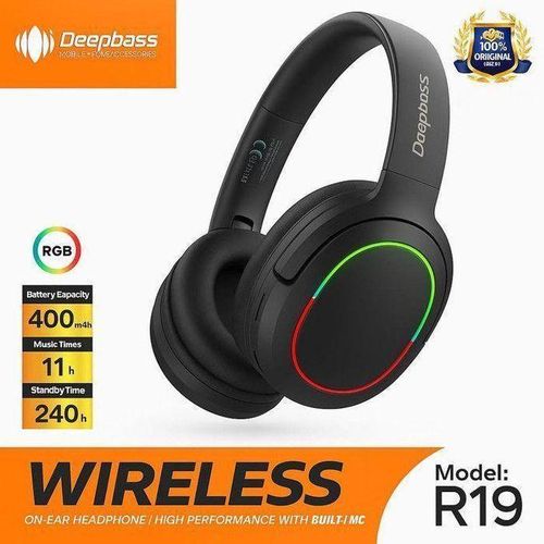 Deep Bass Casque Bluetooth Stéréo 5.3 batterie 11 heures avec micro d'Appels et de Musique et sport - Noir