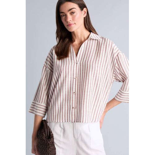 Chemise oversize effet lin rayée à manches longues