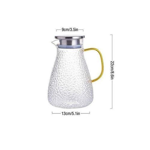 Carafe en Verre Borosilicaté Haute Résistance avec Couvercle en Acier Inoxydable