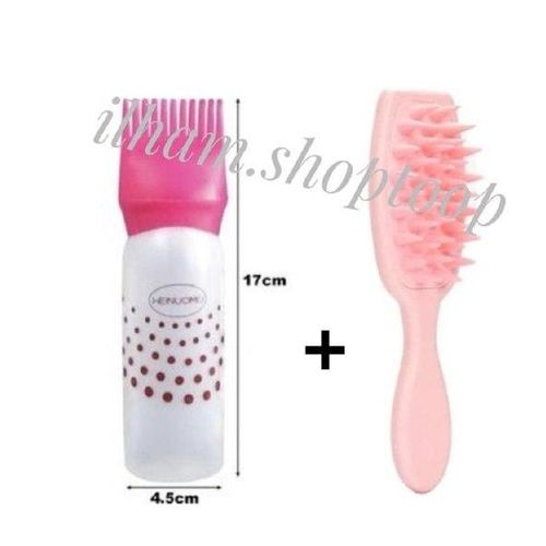 Flacon applicateur huile+Brosse à shampoing en silicone