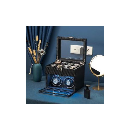 Boîte à Montres Automatique – Double Couche avec Rotation et Rangement