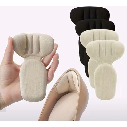 Lot de 4 Autocollants de Talon 3D Anti-Usure – Ajusteurs de Chaussures Noir & Beige