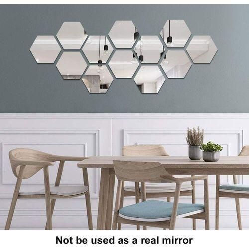 Miroirs muraux hexagonaux en nid d'abeille pour la décoration de la pièce, du salon, de la chambre à coucher (12 pièces)