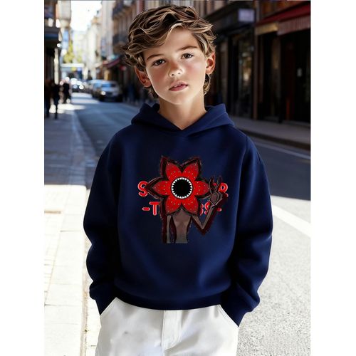 Sweat à capuche floral tendance et cool pour enfants, un article accrocheur avec des motifs floraux créatifs et des embellissements de lettres. design élégant et unique est parfait pour les enfants qui aiment les tenues distinctives. Le style à capuche