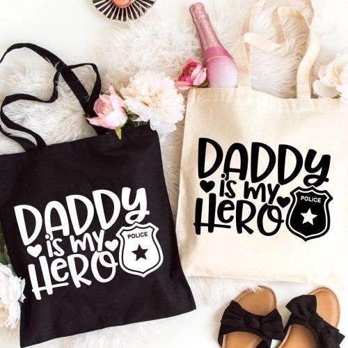 Sac fourre-tout de grande capacité Daddy est mon Héros - Sac à bandoulière durable et de haute qualité avec un design noir et blanc, parfait pour la fête des pères, les achats, les voyages et les pique-niques en plein air, cadeau de la fête des pères