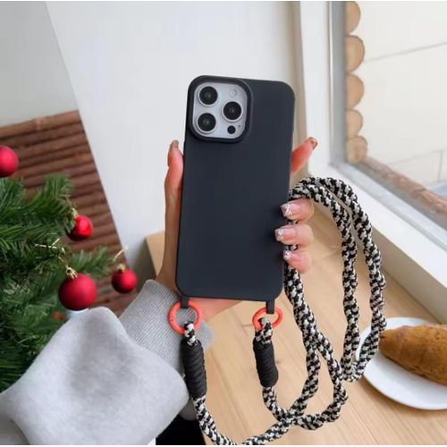 غطاء بحبل لجهاز iPhone 17 شبه صلب مع حزام رقبة