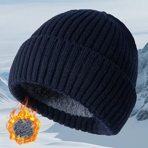 Bonnet d'hiver chaud, Bonnet élégant à la mode, Confortable & Doux, Hommes et femmes, Unisexe, Bleu Marine