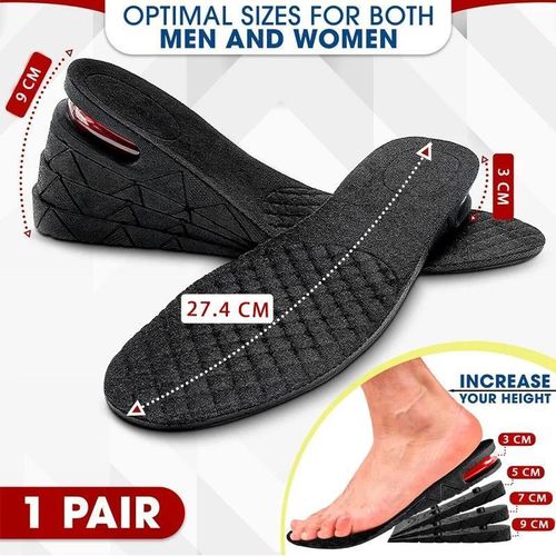 Augmentateur de Hauteur HENGBIRD pour Chaussures Homme et Femme – Semelles Intérieures Rehaussantes Invisibles 4 Couches avec Coussin d’Air, Hauteur Variable de 3 à 9 cm et Découpe Ajustable