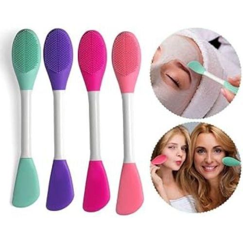 4 Brosses de masque facial en silicone à double tête pour le nettoyage