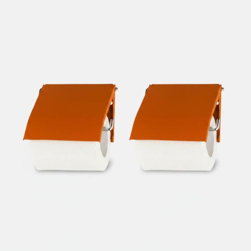 Lot de 2 - Porte-papier WC Mural en Mtal Soft Touch Orange - 125x13 cm