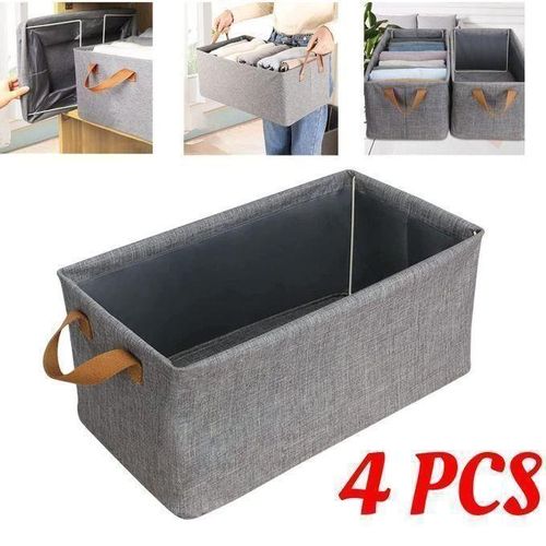 Lot de 4 Boîte de Rangement Panier de Rangement Pliable,Caisse de Rangement avec Poignées,Boite Rangementpour Vêtements,Sous-Vêtements,Soutien-Gorge,Chaussettes