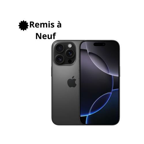 iPhone 16 Pro - 6.3-inch - 256 GB - Titane Noir - Remis à Neuf