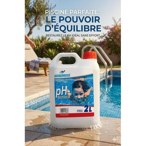 pH Moins Liquide 2 Kg – Réducteur de pH Concentré pour Piscine, Compatible Pompe Doseuse, Traitement de l’Eau