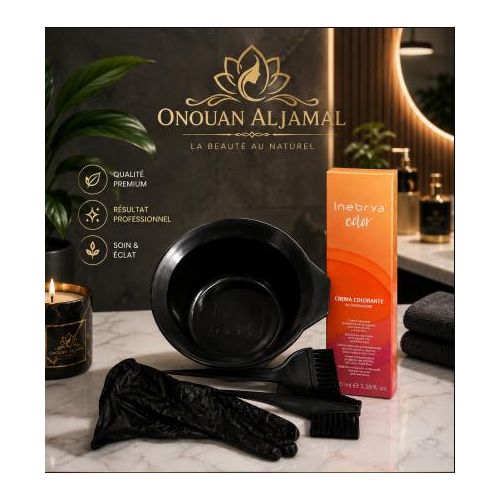 Kit Coloration Cheveux Inebry N°1/0 Noir – 100 ml + Kit Application Offert