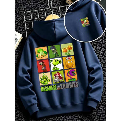 Sweat à capuche pour garçons et filles, haut décontracté et énergique, imprimé collection monstre végétal à carreaux, style à capuche ajustée, disponible en plusieurs couleurs, idéal pour le printemps et l'automne, parfait pour la maison, les sorties, l