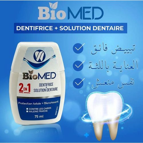 Dentifrice et Solution dentaire, protection totale + Blanchissant