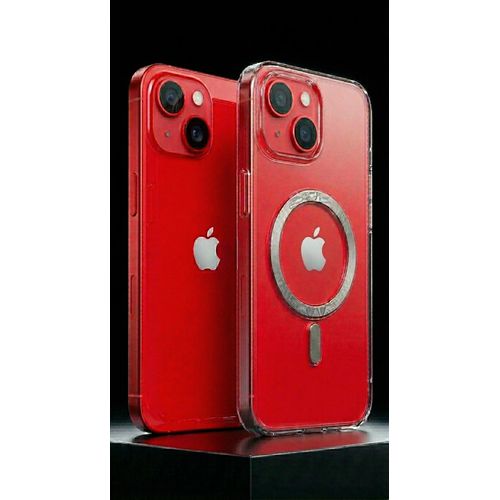 Coque Crystal Transparente Magnetique iPhone 14 Compatible MagSafe Dos PC Rigide Bumper TPU Souple