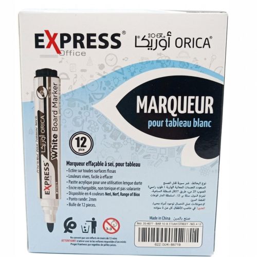 Boîte de 12 Marqueurs Effaçables pour Tableau Blanc – Écriture Fluide, Séchage Rapide et Effacement Facile