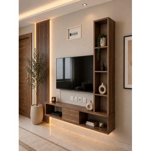 Meuble TV Mural Suspendu en mdf avec Rangements – Mobilier Salon Élégant