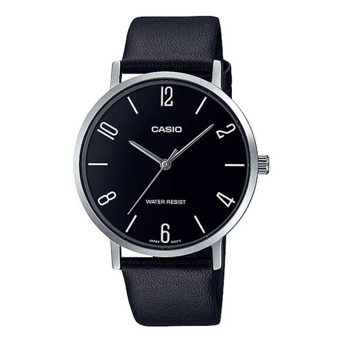 Elégance intemporelle cette belle montre classique noir pour hommes - Bracelet cuir - MTP-VT01L-1B2