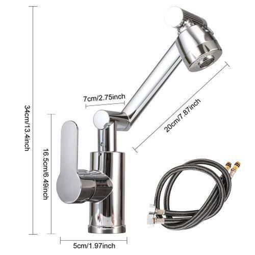 Robinet lavabo rotatif 1080°, mitigeur eau chaude et froide, robinet flexible cuisine et salle de bain, rotation 360°, double jet douche et impulsion