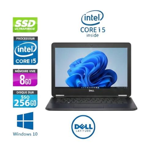 Ordinateur portable Latitude E7270 - 12,5 pouces - Processeur Intel Core i5 de 6e génération - 8 Go de RAM - SSD de 256 Go - (Occasion en bon état)