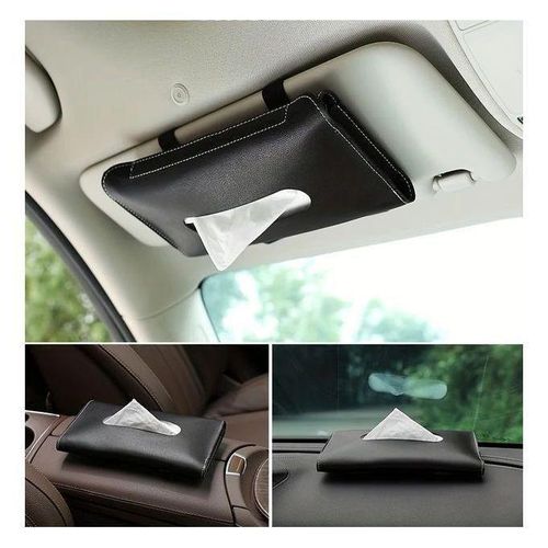 Boîte à mouchoirs en cuir souple pour pare-soleil de voiture, sac de rangement