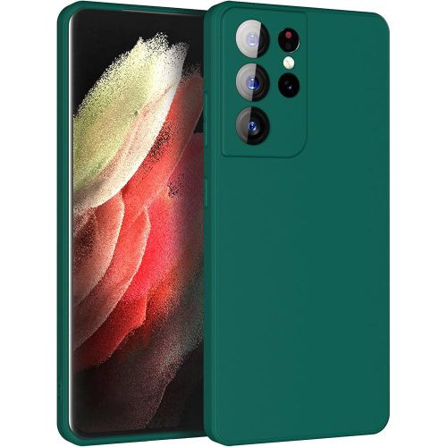 Coque Samsung Galaxy S21 ultra 5G Vert en Silicone Liquide – Protection Antichoc et Anti-Rayures