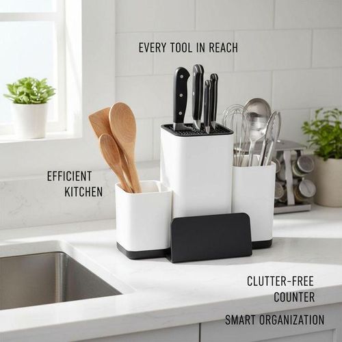 GROWTH TANK Rangement pour Couverts Support d'Ustensiles de Cuisine Porte- Fourchette Boîte de Rangement en Bois