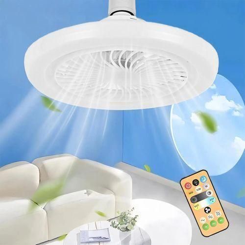 Lampe Ventilateur de Plafond LED avec Télécommande – 3 Couleurs de Lumière E27 et 3 Vitesses de Ventilation