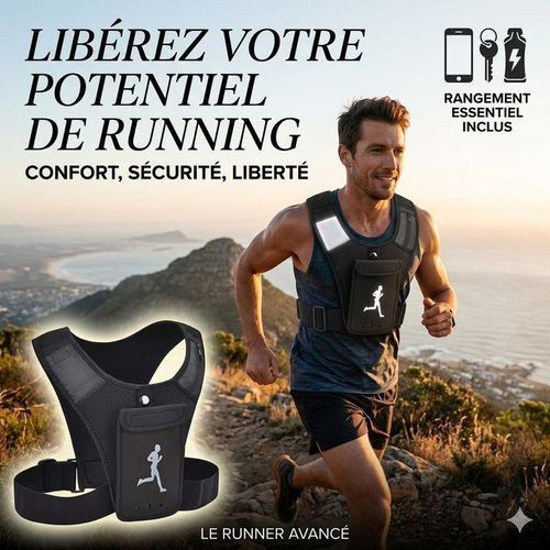 Ceinture Running avec Porte-Téléphone – Sac Banane Sport Ajustable, Bande Réfléchissante, Léger et Respirant, Idéal Course, Fitness et Vélo
