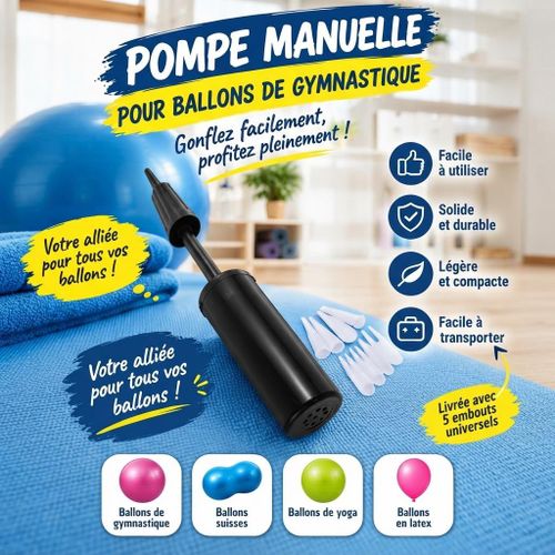 Pompe Manuelle pour Ballon de Yoga et Fitness – Gonfleur Portable en Plastique pour Ballon de Gym, Pilates et Exercice, Pompe à Air Compacte pour Accessoires Gonflables, Utilisation à Domicile ou en Salle