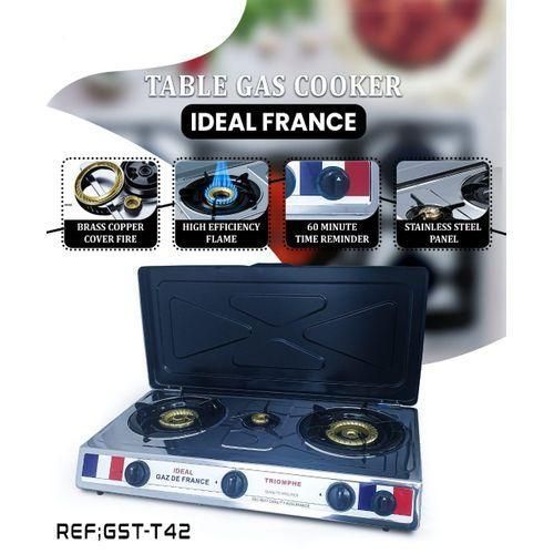 Plaque de cuisson a gaz 3 feux cuivre réchaud avec allumage automatique + minuterie