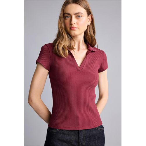 T-shirt polo bordeaux basique à manches courtes Coupe slim
