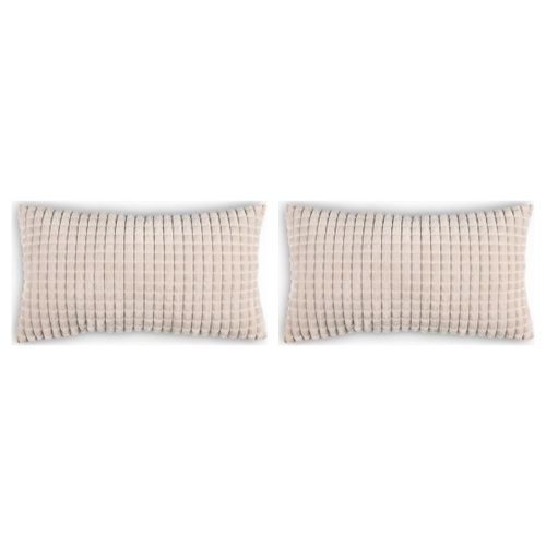 Lot de 2 - Coussin Décoratif HAGTORN 30x50cm Beige Texture Côtelée Pour Salon et Chambre