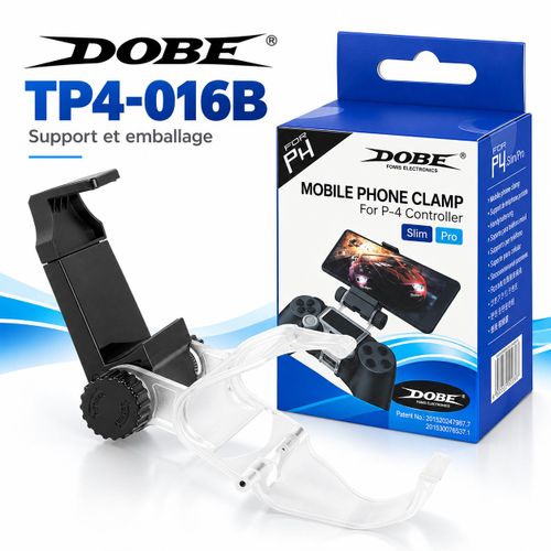 Support de téléphone TP4-016B pour manette PS4, PS4 Slim et PS4 Pro – Pince télescopique jusqu’à 6 pouces et angle réglable à 180°