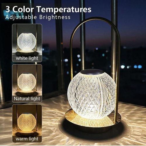 lampe boule de cristal, lampe de chevet boule, lampe en cristal, lampe de table led en cristal, lampe de table en cristal et diamant, lampe en cristal magique touche contrôle.