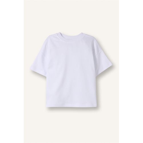 T-shirt basique blanc à manches courtes 100% coton pour bébé garçon
