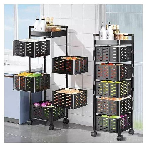 Étagère de Rangement Mobile à Paniers – Chariot Multifonction à Roulettes