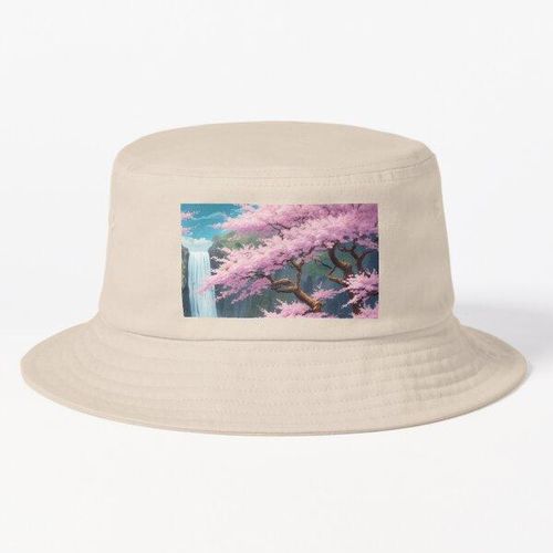 Chapeaux Bob Unisexe Cerisier en fleurs à côté d'une cascade de bonne qualité