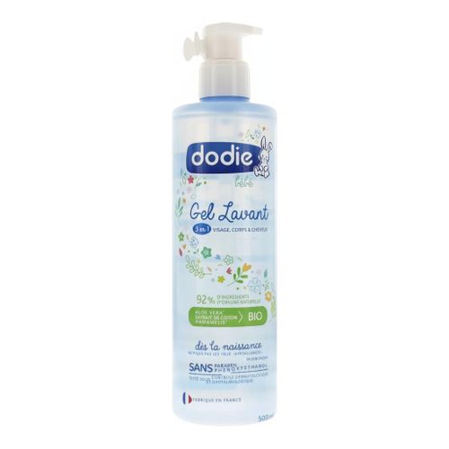 Gel Lavant 3 en 1 Visage, Corps & Cheveux Bébé - Hypoallergénique, Aloe Vera & Hamamélis - Dès la Naissance - 500 ml