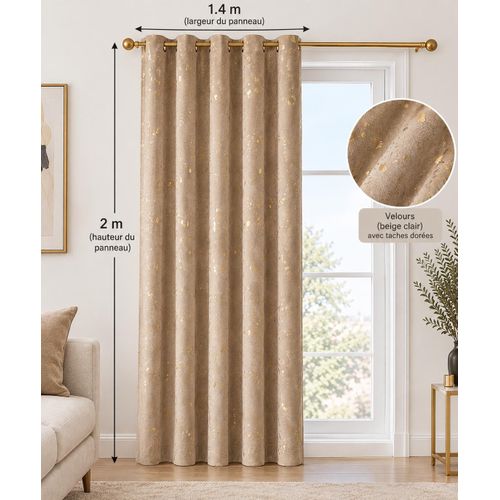 1 panneau de rideaux velours beige 2m x 1.4m
