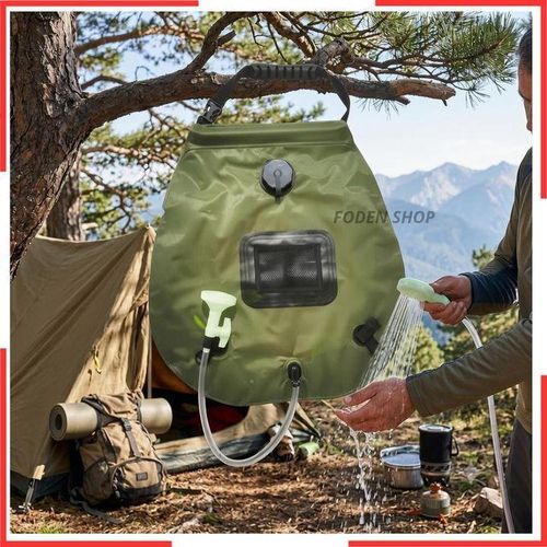 Sac de douche solaire portable pliable 20L,compact et doté d'un tuyau pour camping et les activités de plein air