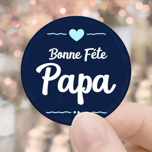 24pcs/48pcs Stickers et Design Fête des Pères, Cœur Bleu Marine et Texte Bonne Fête Papa, Convient pour la Décoration de Cadeaux et les Articles de Fête