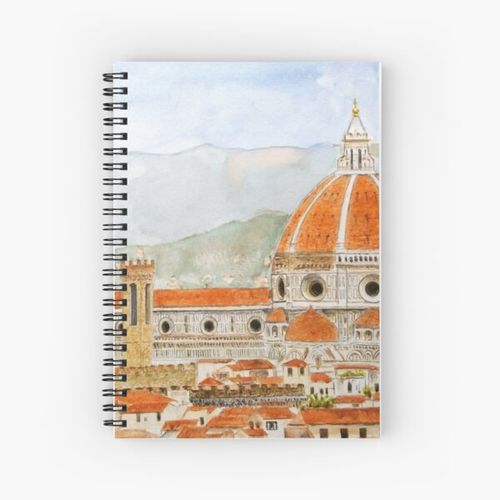 Italy Florence Cathedral Duomo watercolor painting with background Spiral Notebook Bloc note