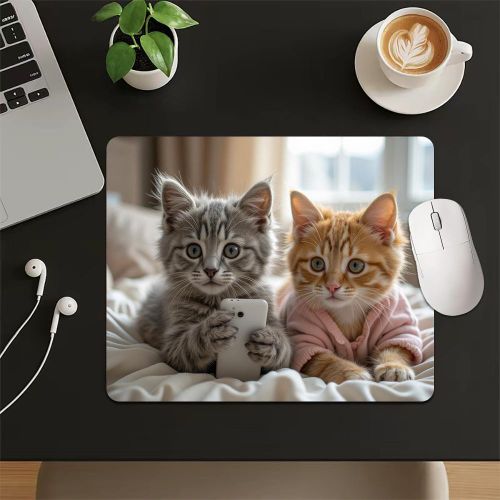 Tapis de bureau 1 pièce 1 pcs à thème chat mignon avec base en caoutchouc antidérapante, convient aux joueurs sur PC, programmeurs, petit tapis pour clavier mécanique avec adorable chaton, épais avec dos en caoutchouc, tapis de souris compact pour de bu