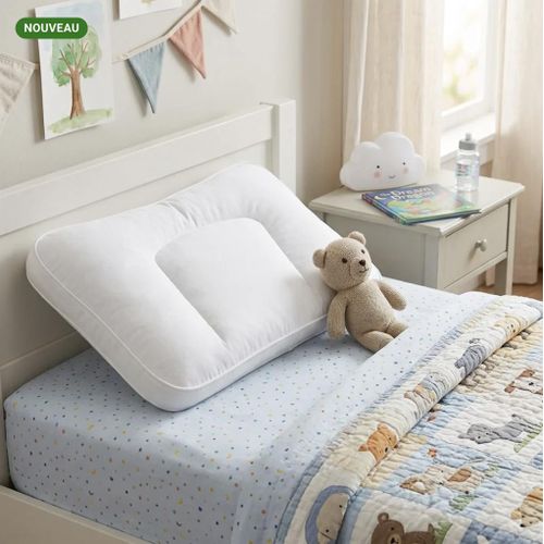 Oreiller enfant moelleux - Enveloppe 100% coton 700g