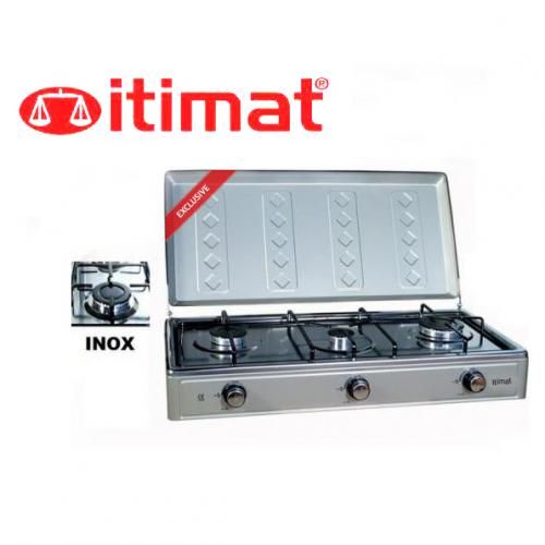 Réchaud Plaque de cuisson à gaz 3 Brûleurs - Inox gris