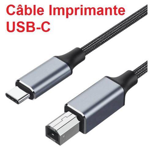 Câble USB C pour imprimante USB B 2.0, Haute vitesse pour HP Canon Epson Lexmark etc... 1.5m