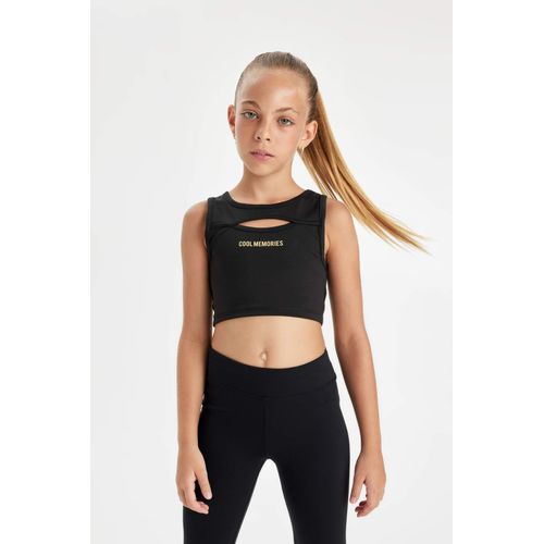 Débardeur crop top slim imprimé à Col rond